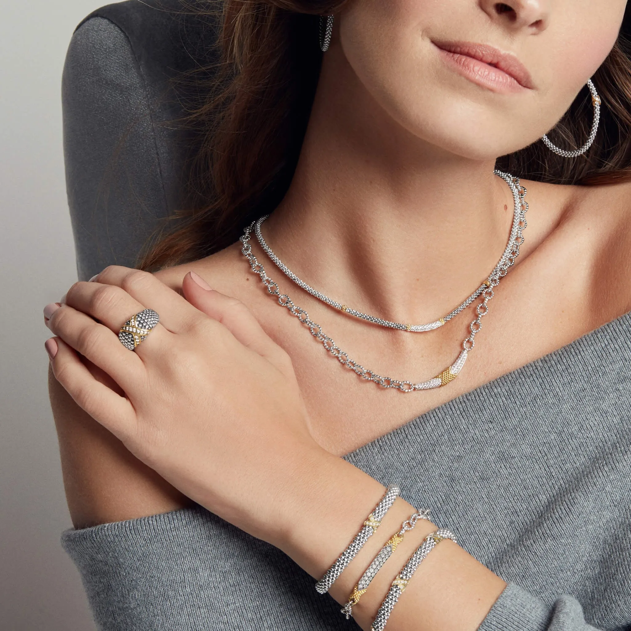 Single Station X Two-Tone Diamond Bracelet | 6mm