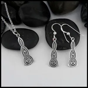 Small Elongated Celtic Pendant and Earring Set