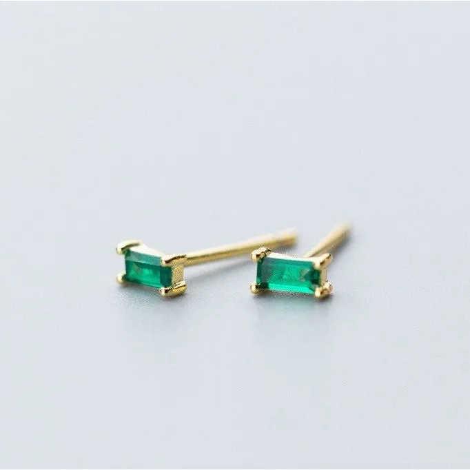 Small Emerald Green Studs Earrings-EOS002