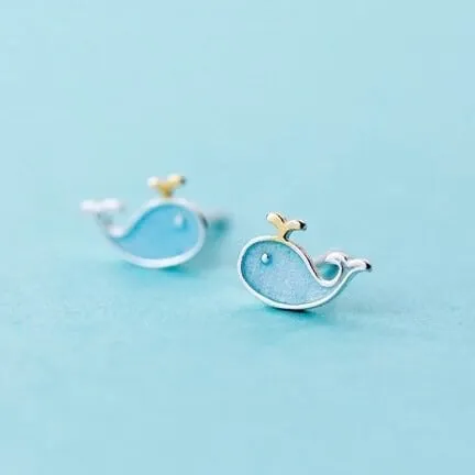 Small Marine Animals Dolphin Studs Earrings
