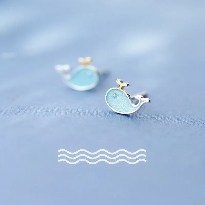 Small Marine Animals Dolphin Studs Earrings