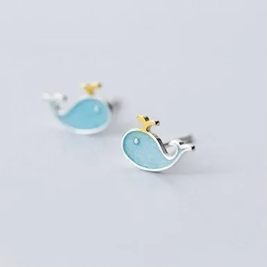 Small Marine Animals Dolphin Studs Earrings