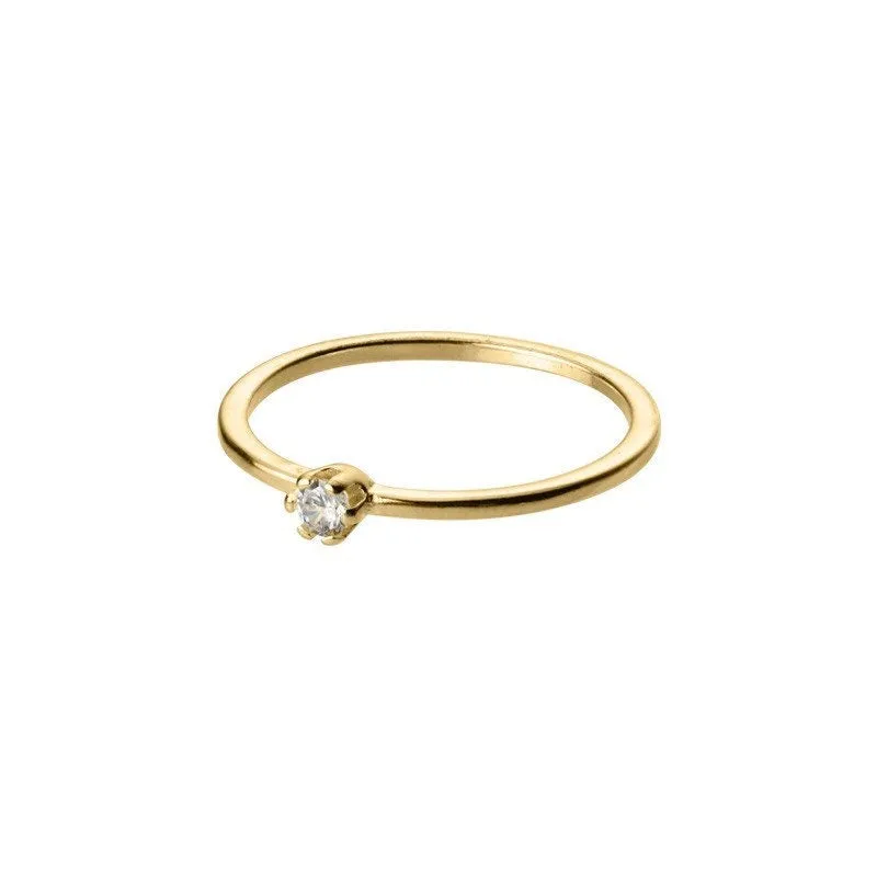 Small Solitaire CZ Silver Slim Band Rings