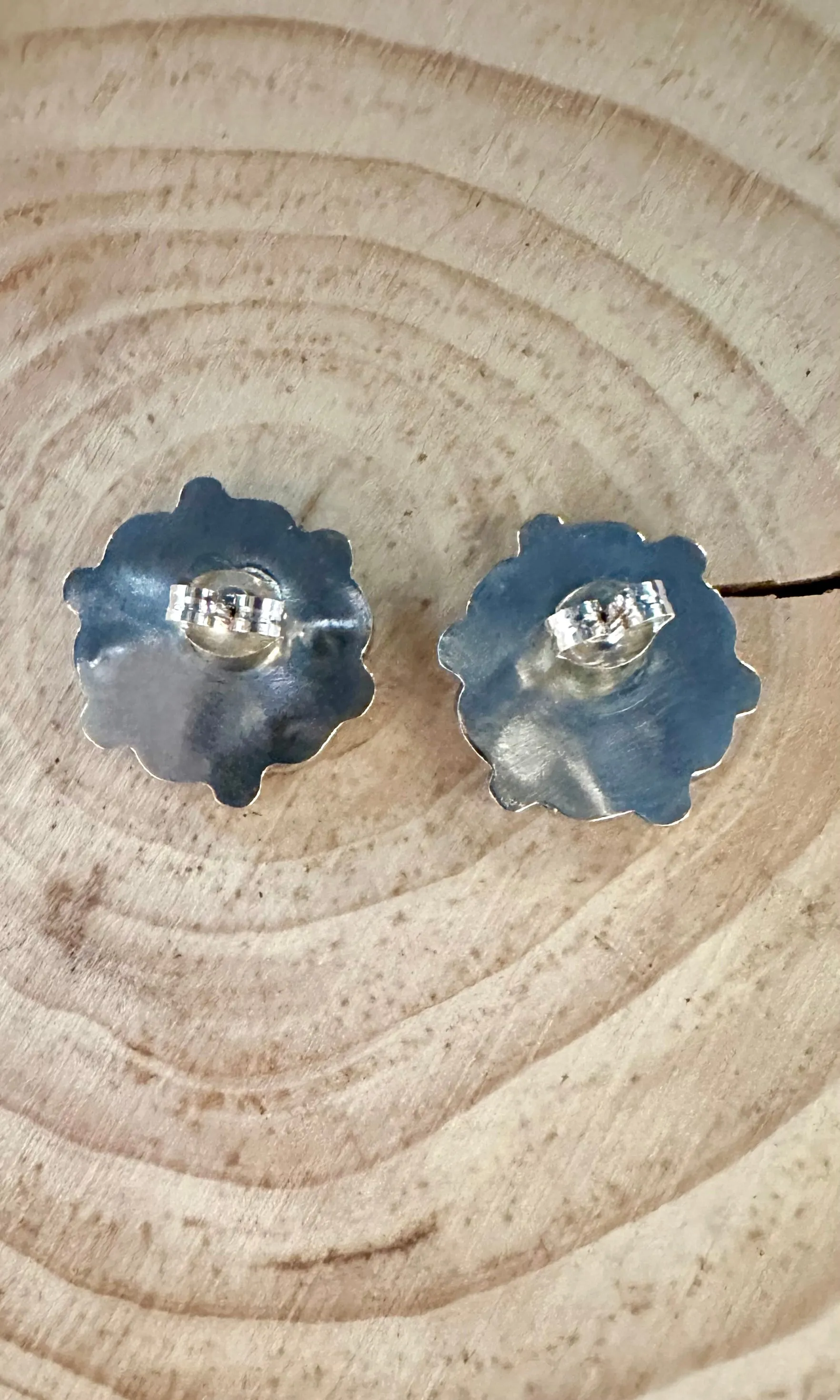 SMALL TURQUOISE PINWHEEL Sterling Silver Stud Earrings
