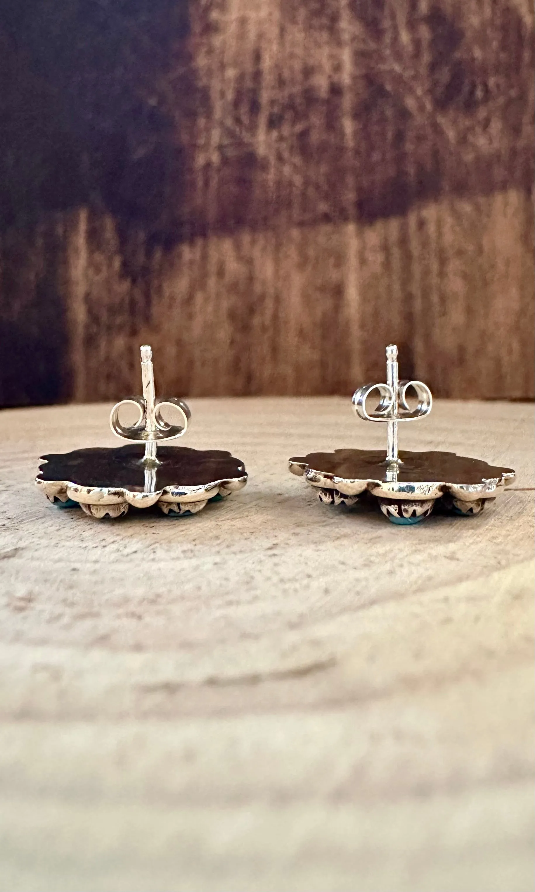 SMALL TURQUOISE PINWHEEL Sterling Silver Stud Earrings