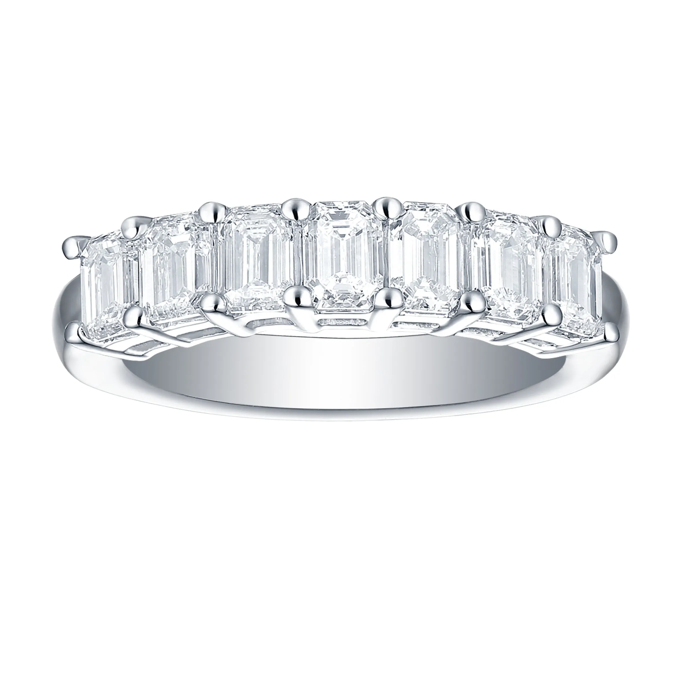 Smiling Rocks Lab Grown Diamond Emerald Half Eternity Band (2 ctw) - SRR-01823WHT