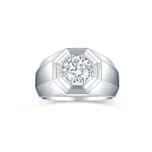Smiling Rocks Lab Grown Diamond Men's Solitaire Octagon Ring- Zulu Collection (1.5 ctw) - SRR-02654WHT