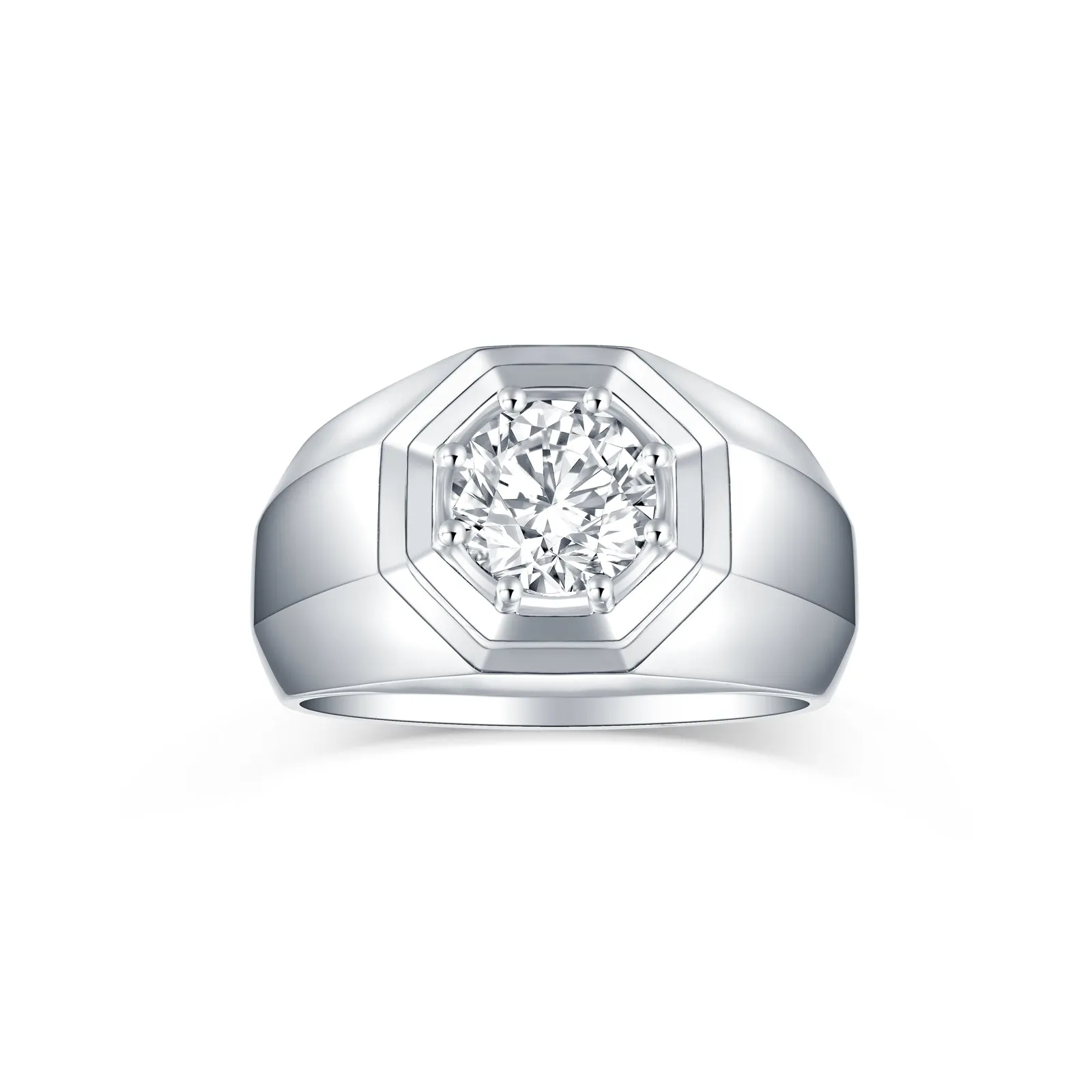 Smiling Rocks Lab Grown Diamond Men's Solitaire Octagon Ring- Zulu Collection (1.5 ctw) - SRR-02654WHT