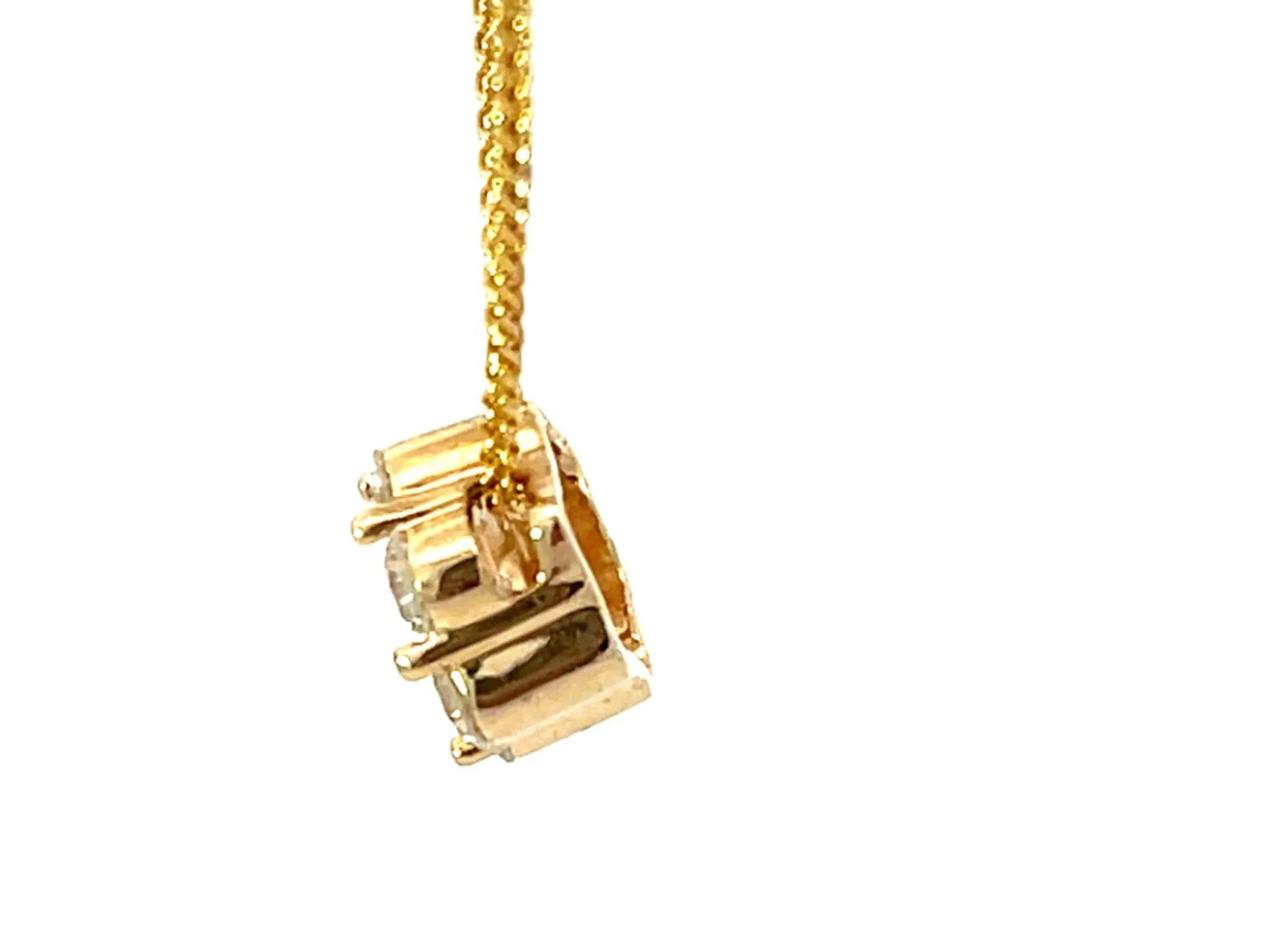 Solid 14k Yellow Gold Diamond Flower Pendant
