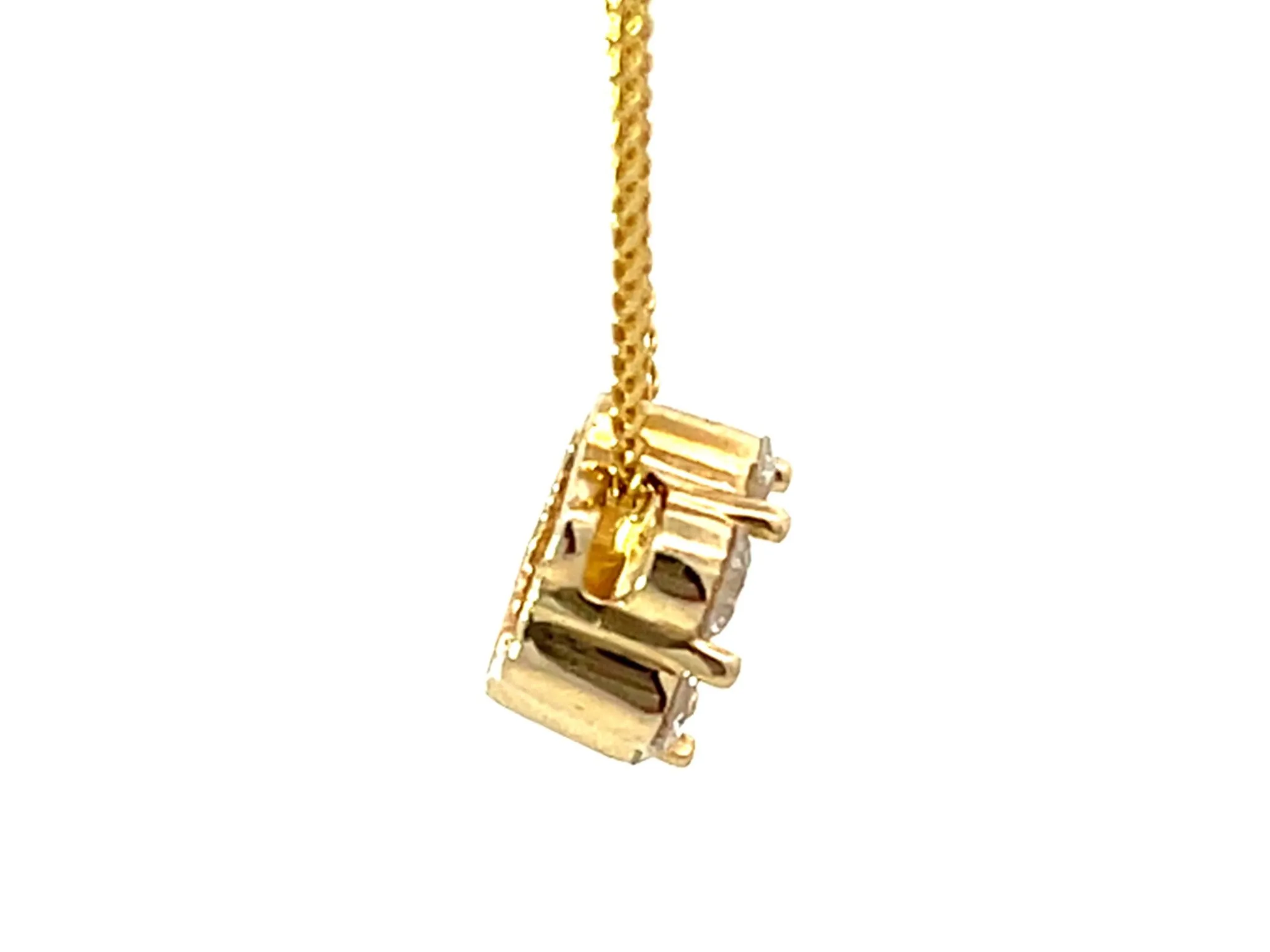 Solid 14k Yellow Gold Diamond Flower Pendant