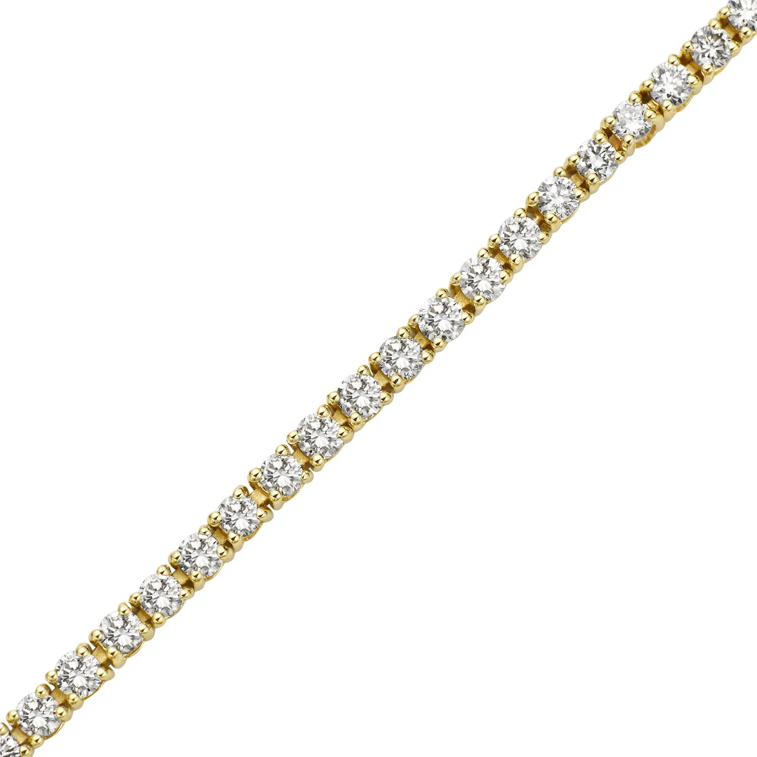 Solid 14k Yellow Gold Prong Set Diamond Tennis Bracelet Jewelry For Gift