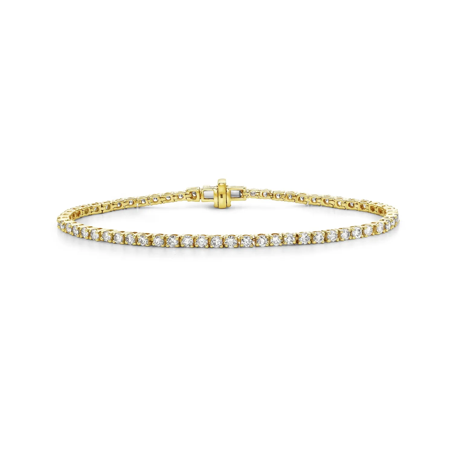 Solid 14k Yellow Gold Prong Set Diamond Tennis Bracelet Jewelry For Gift