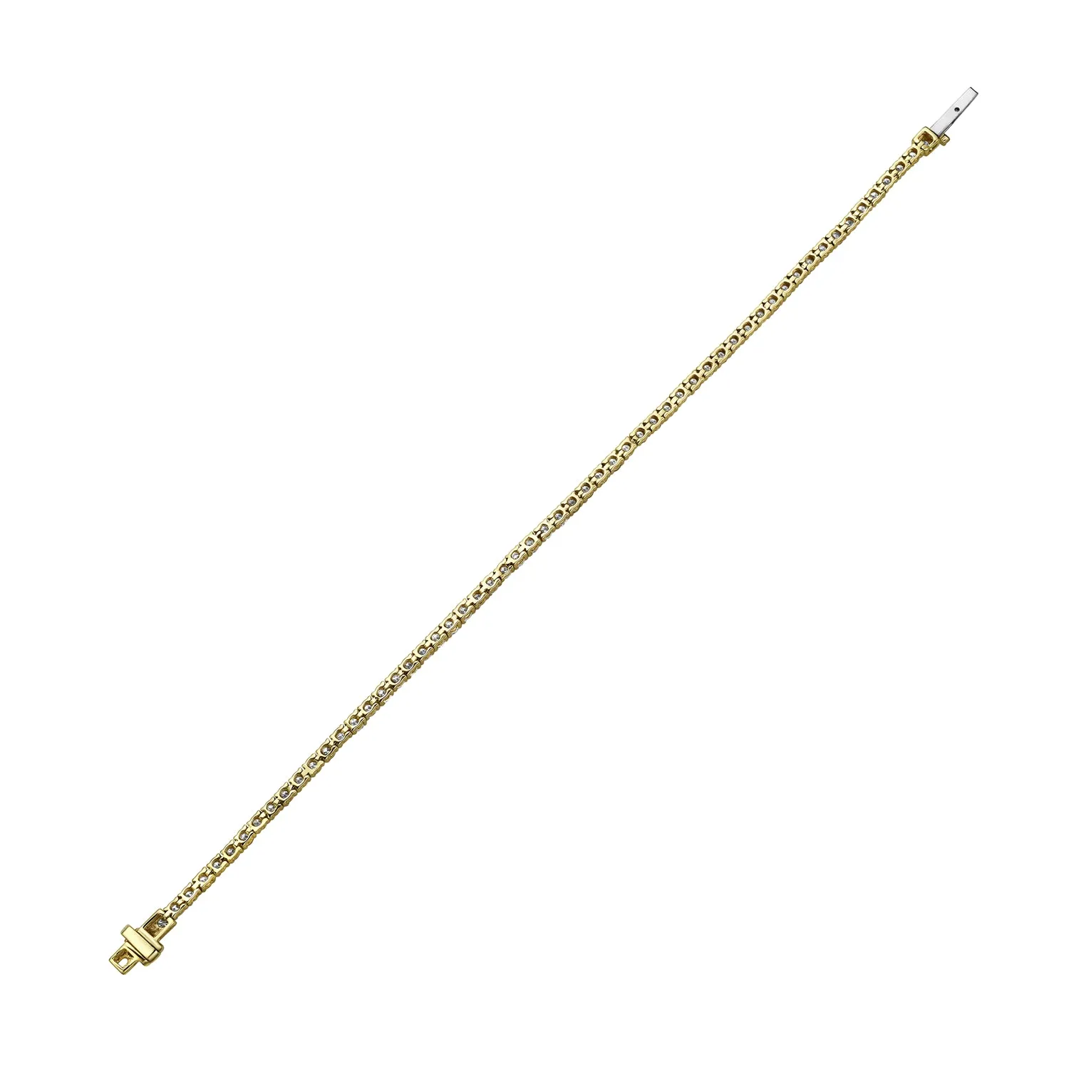 Solid 14k Yellow Gold Prong Set Diamond Tennis Bracelet Jewelry For Gift
