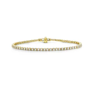 Solid 14k Yellow Gold Prong Set Diamond Tennis Bracelet Jewelry For Gift