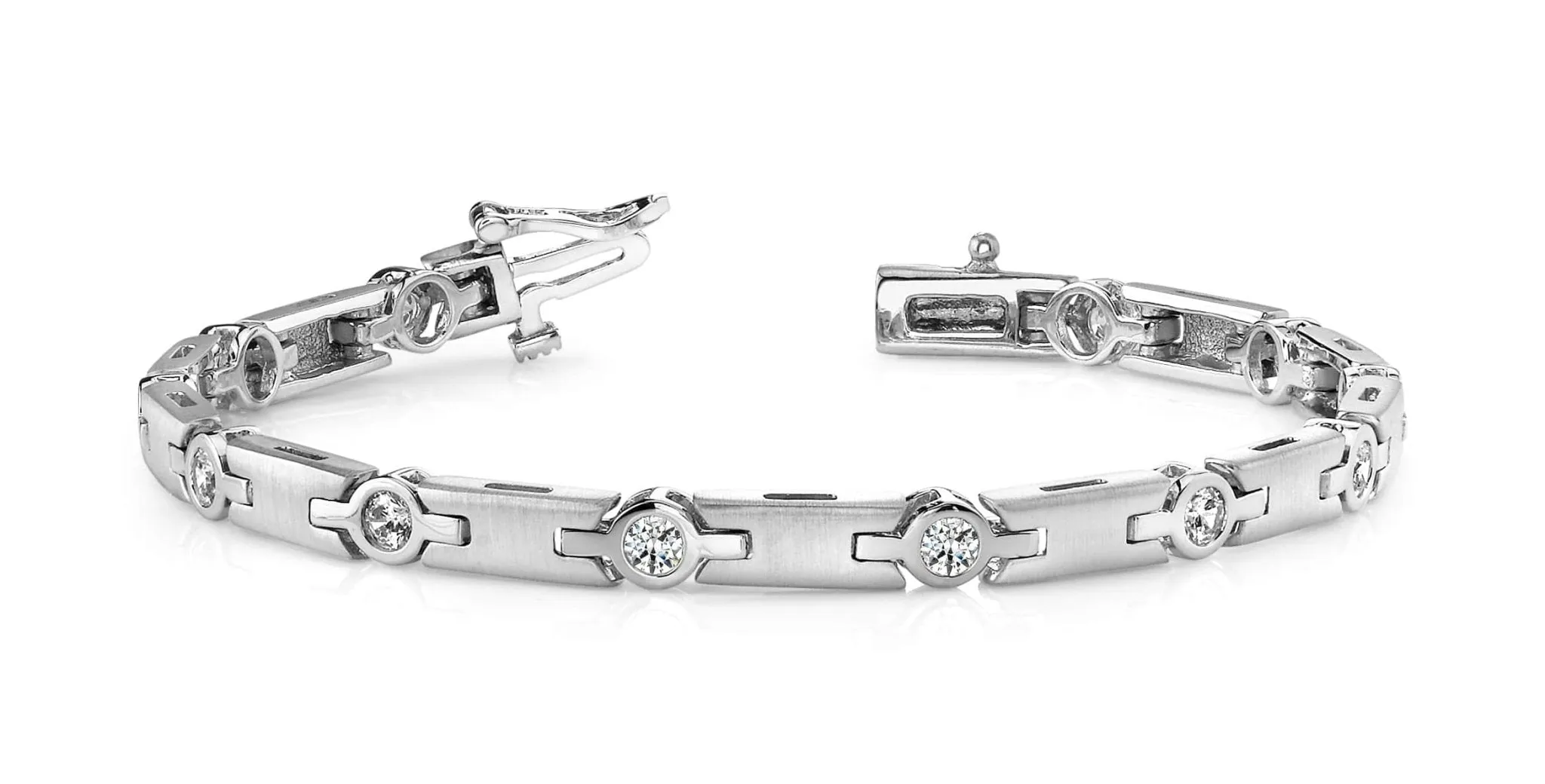 Solid H Link Diamond Bracelet with 0.48 ct.(finished) 2.3mm