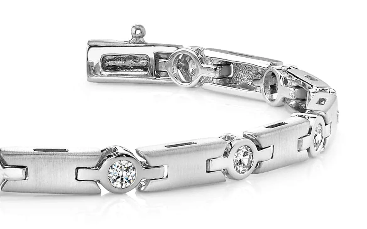 Solid H Link Diamond Bracelet with 0.48 ct.(finished) 2.3mm