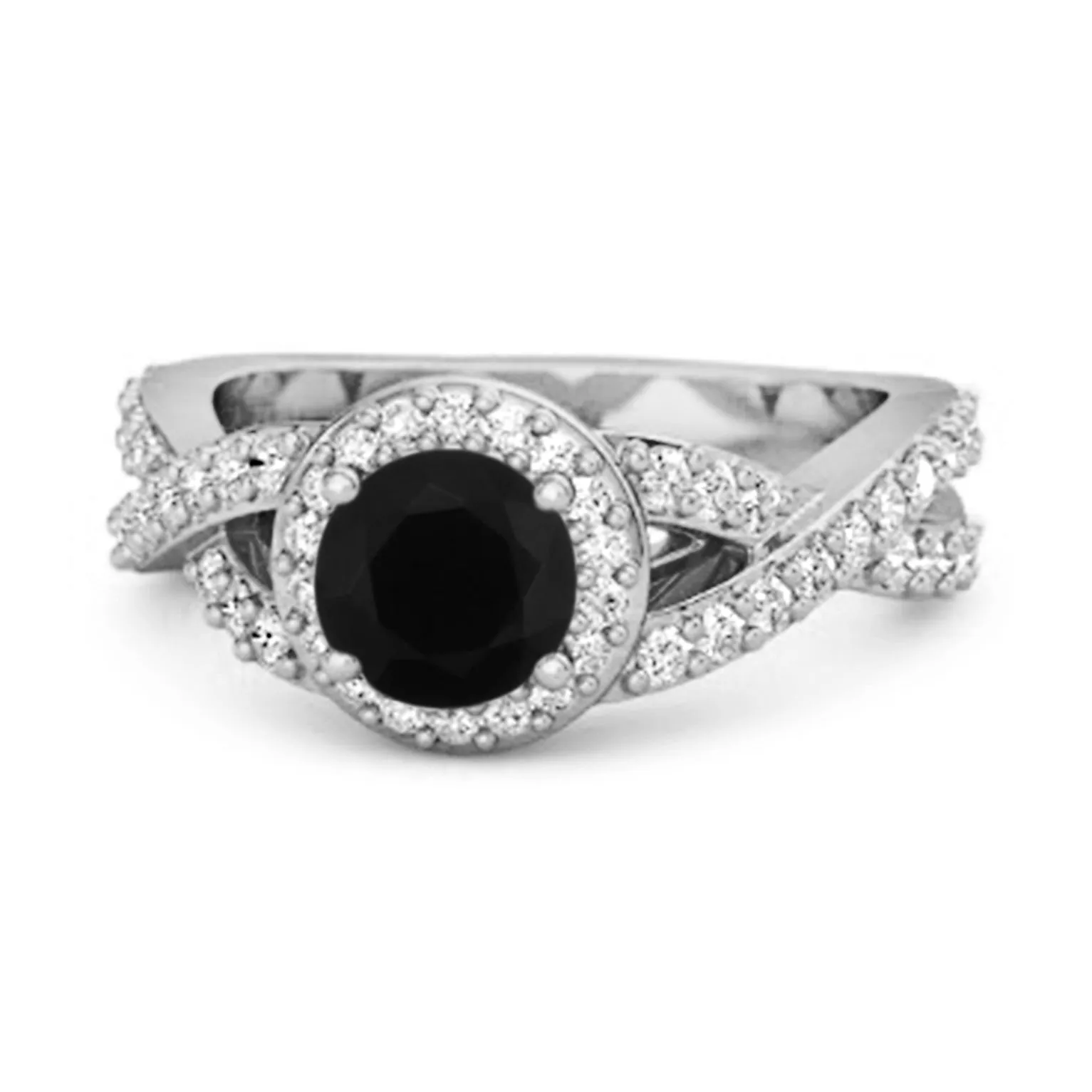 Solitaire Accents Black Spinel 925 Sterling Silver Infinity Ring