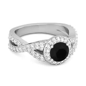 Solitaire Accents Black Spinel 925 Sterling Silver Infinity Ring