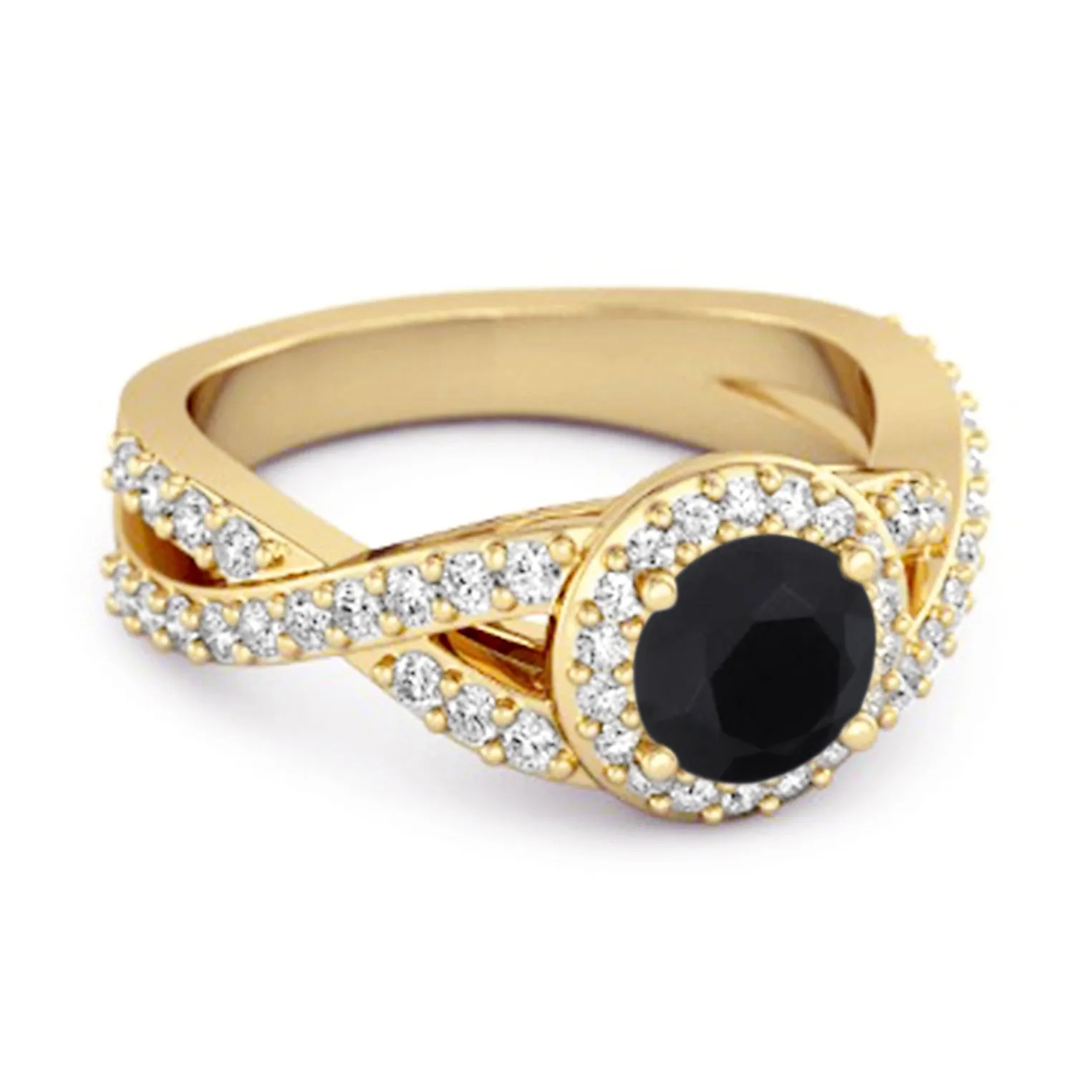 Solitaire Accents Black Spinel 925 Sterling Silver Infinity Ring