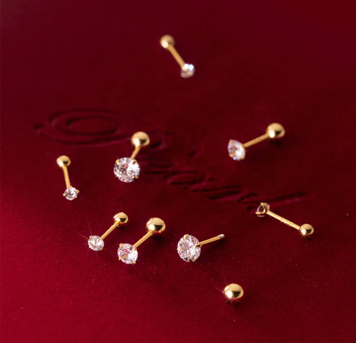 Solitaire CZ Screw back Studs Earrings -ESB006