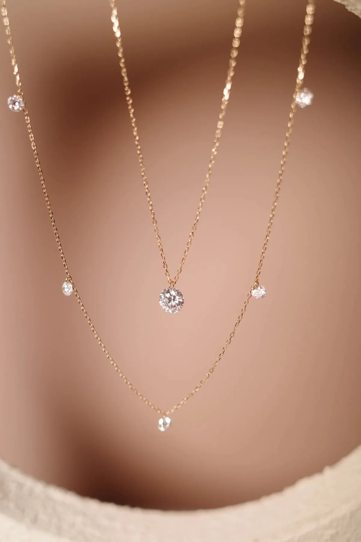 Solitaire Floating-Diamond Necklace