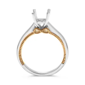 Solitaire Milgrain Engagement Ring in 14K White & Rose Gold