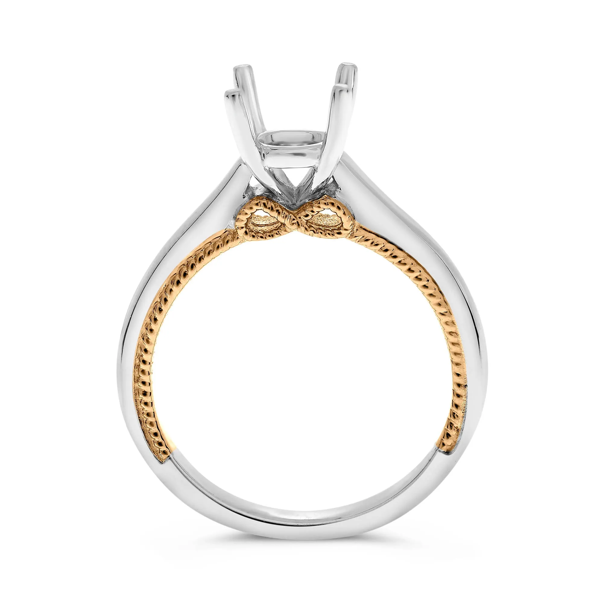 Solitaire Milgrain Engagement Ring in 14K White & Rose Gold