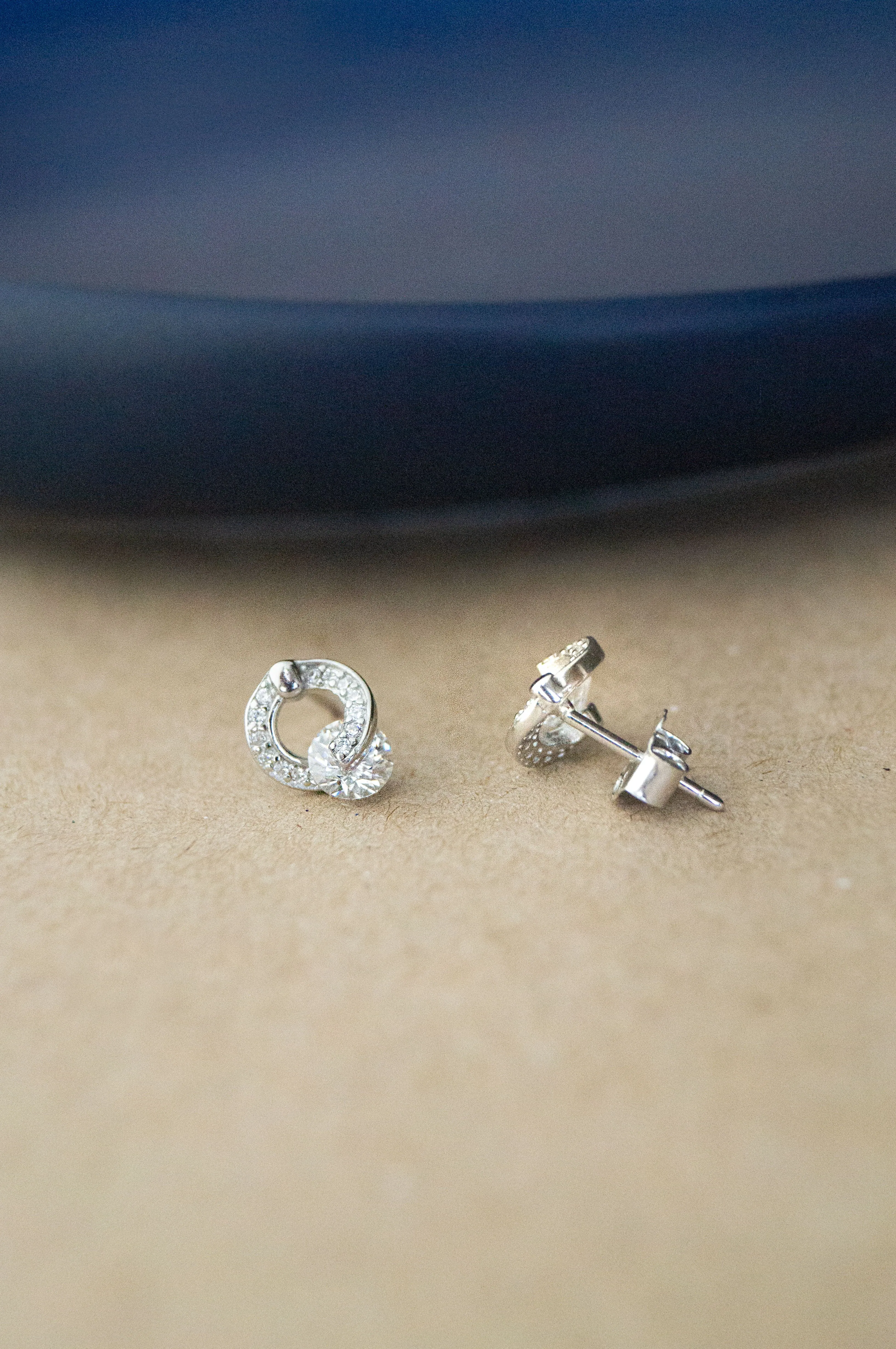 Solitaire With A Twist Sterling Silver Stud Earrings