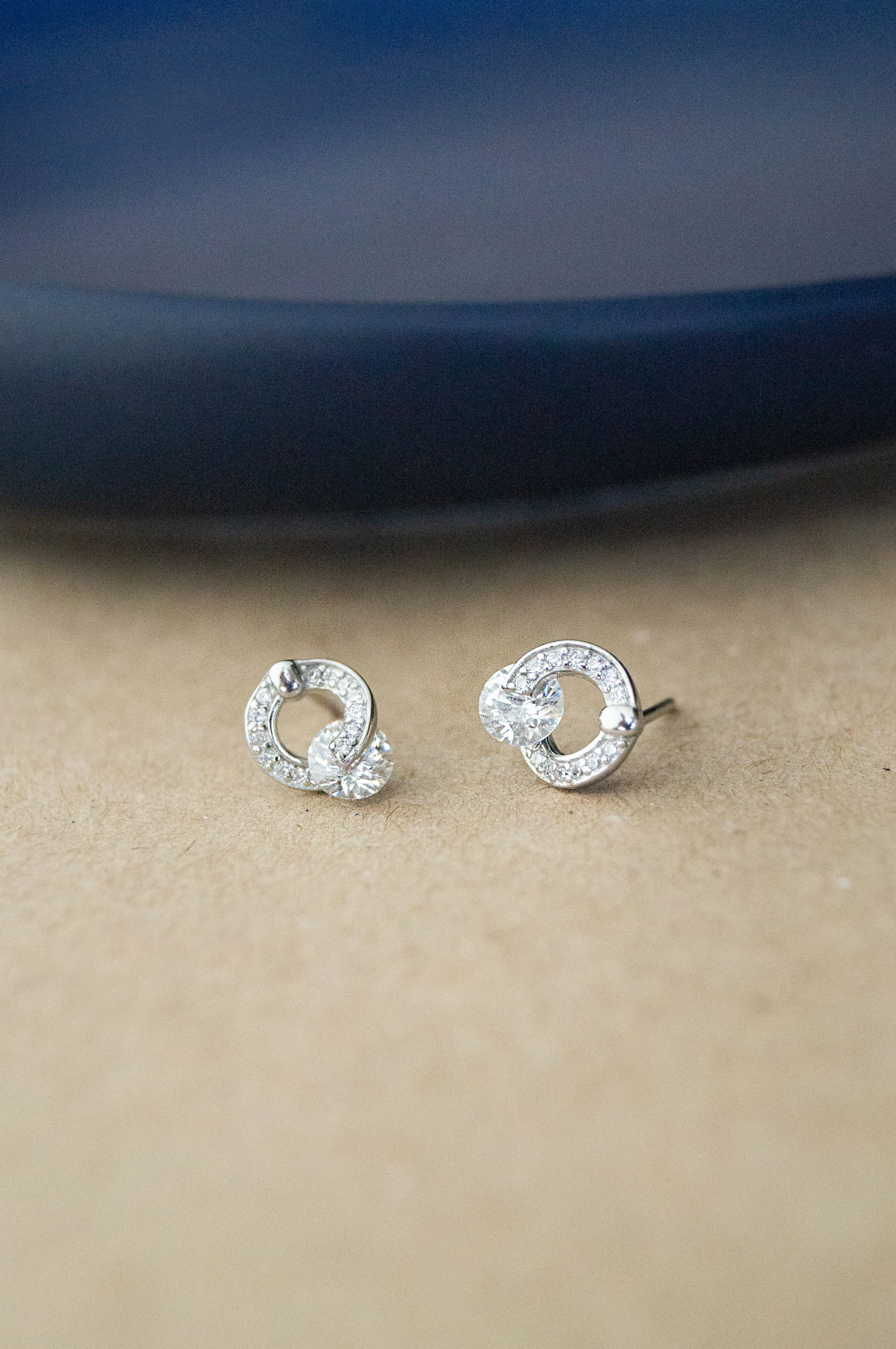 Solitaire With A Twist Sterling Silver Stud Earrings