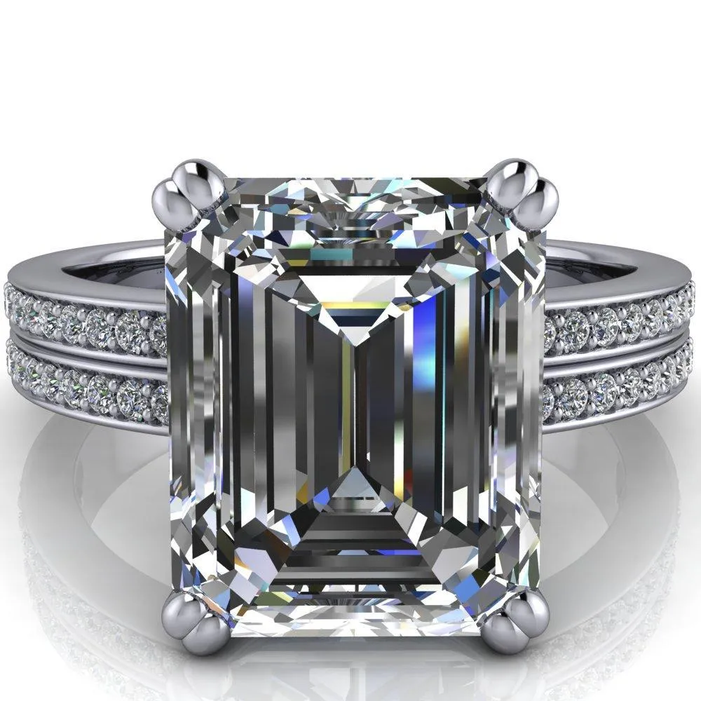 Sophina Emerald Center Stone 4 Double Prong Split Shank Engagement Ring