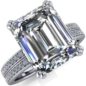 Sophina Emerald Center Stone 4 Double Prong Split Shank Engagement Ring