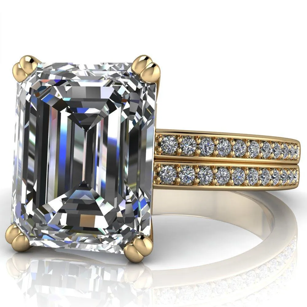 Sophina Emerald Center Stone 4 Double Prong Split Shank Engagement Ring