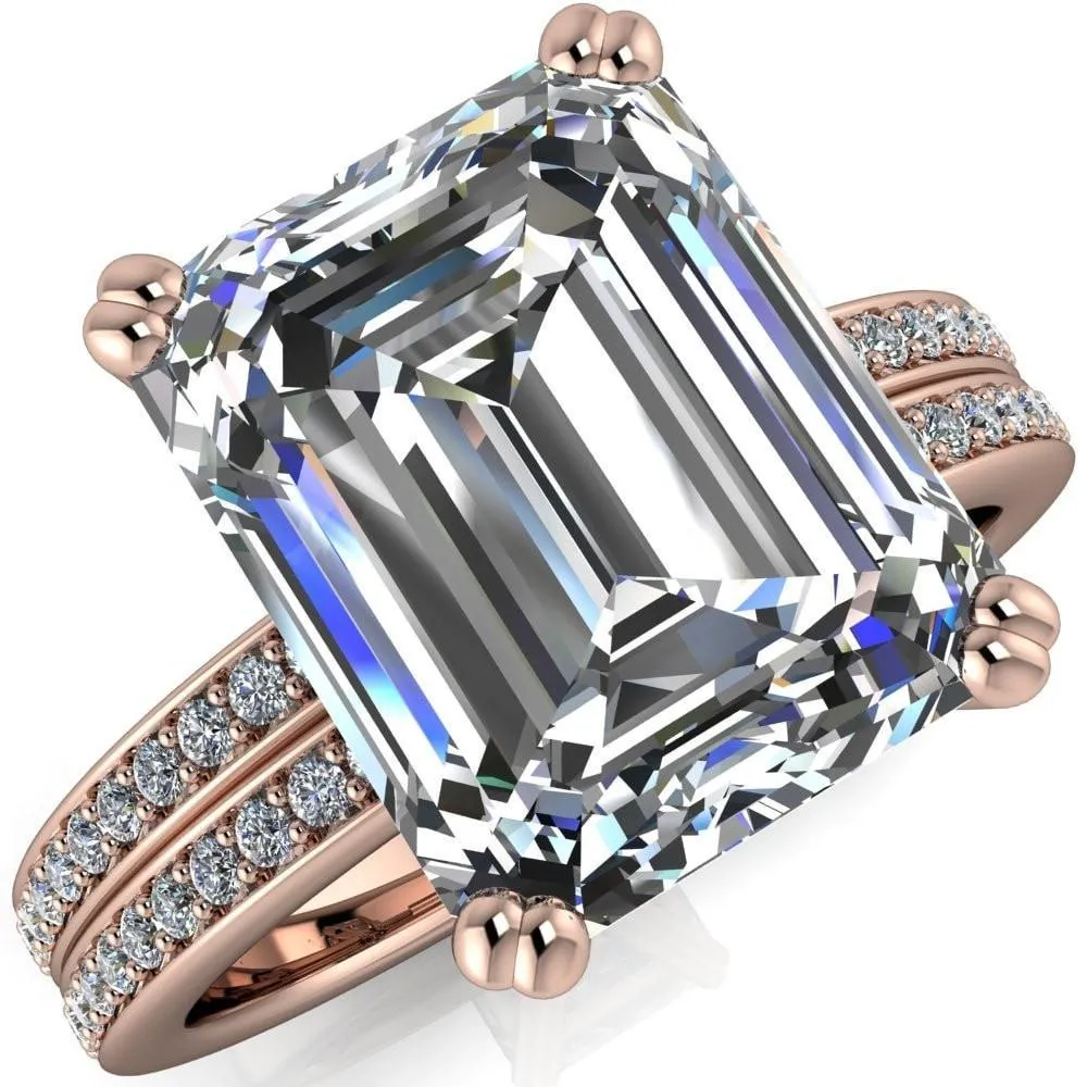 Sophina Emerald Center Stone 4 Double Prong Split Shank Engagement Ring