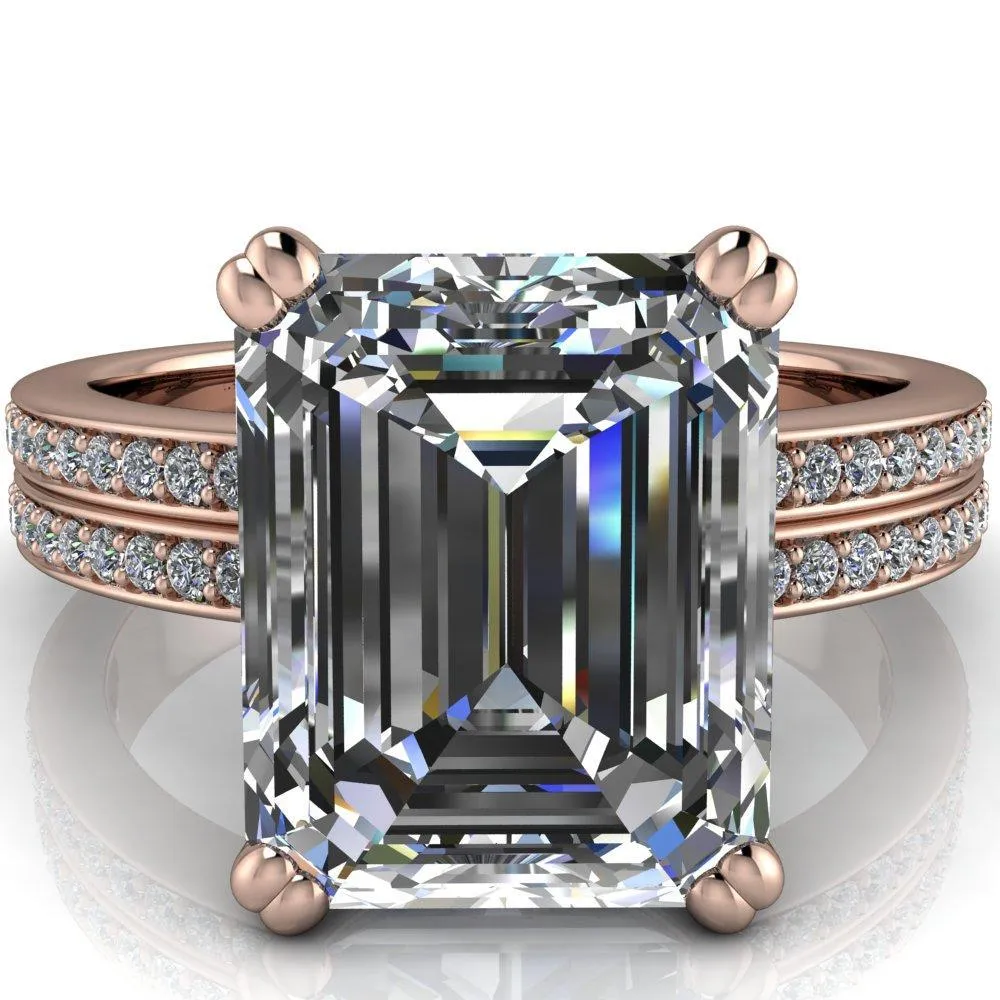 Sophina Emerald Center Stone 4 Double Prong Split Shank Engagement Ring