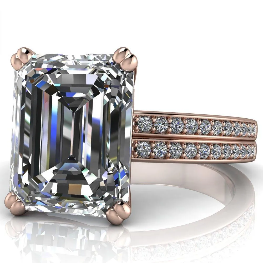 Sophina Emerald Center Stone 4 Double Prong Split Shank Engagement Ring