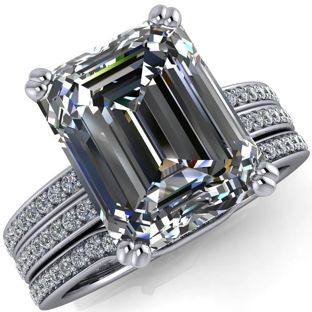Sophina Emerald Center Stone 4 Double Prong Split Shank Engagement Ring