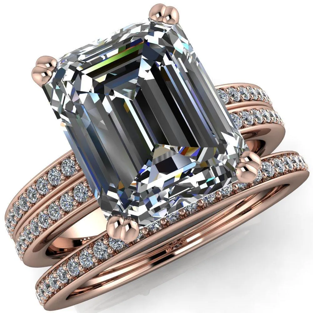 Sophina Emerald Center Stone 4 Double Prong Split Shank Engagement Ring