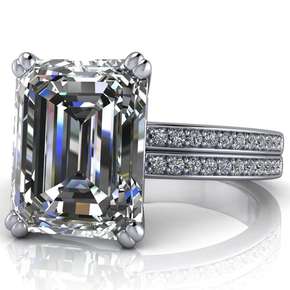 Sophina Emerald Center Stone 4 Double Prong Split Shank Engagement Ring
