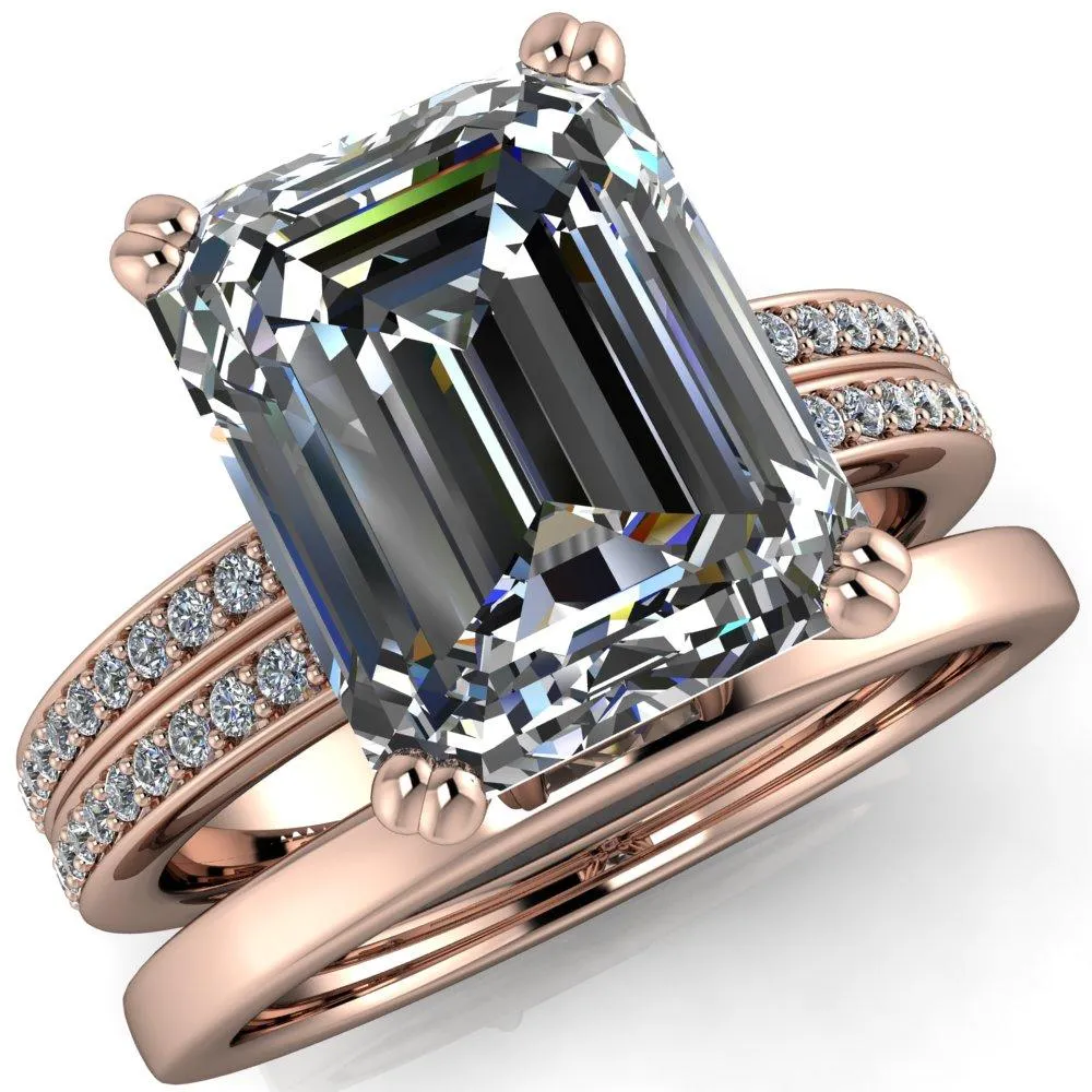 Sophina Emerald Center Stone 4 Double Prong Split Shank Engagement Ring