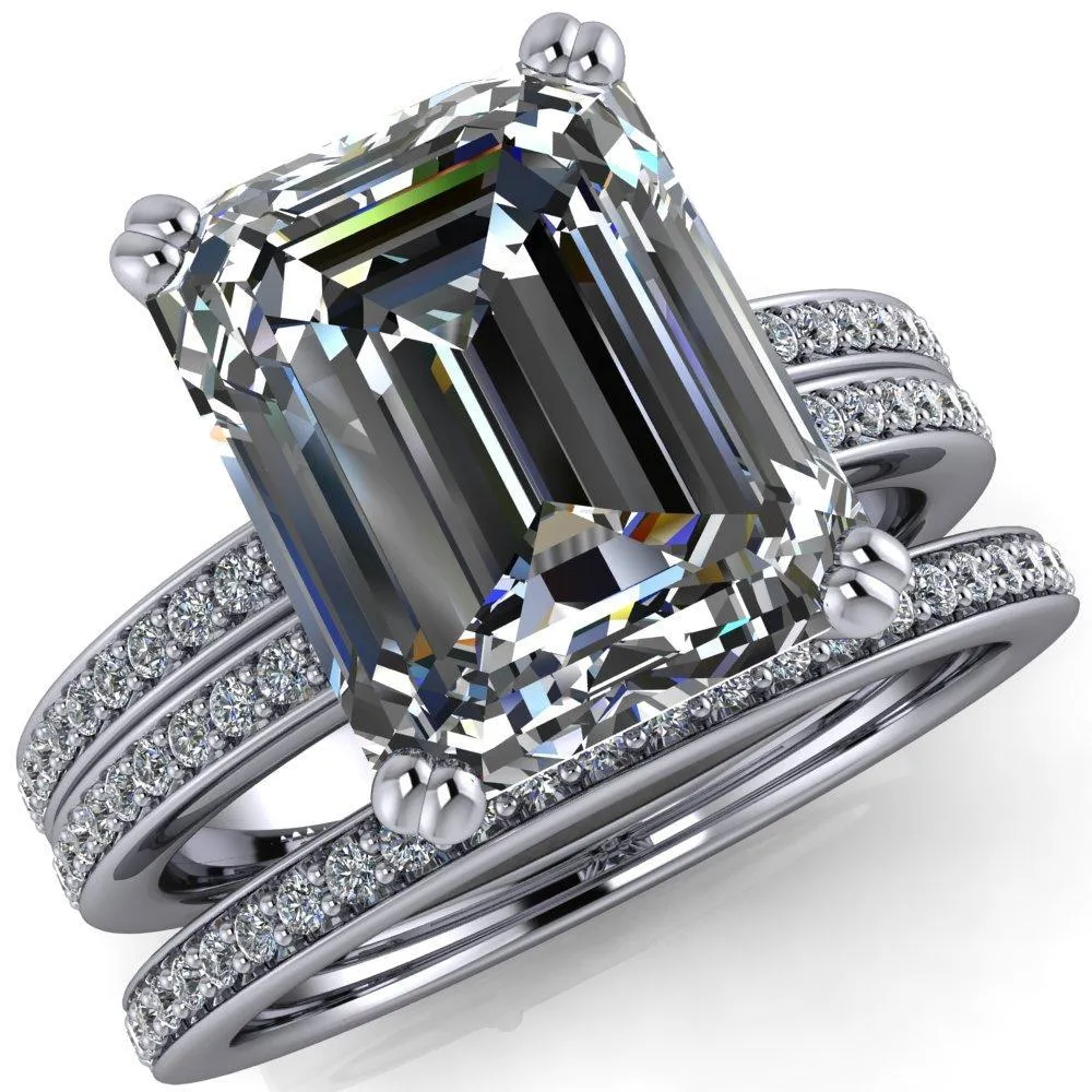 Sophina Emerald Center Stone 4 Double Prong Split Shank Engagement Ring
