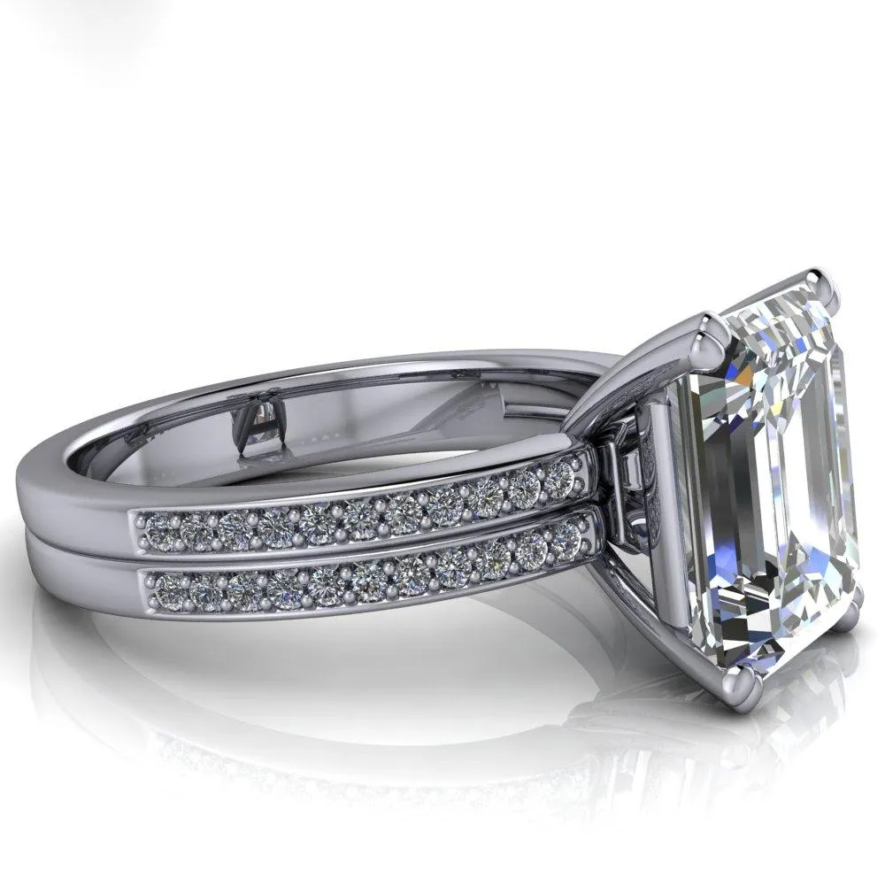 Sophina Emerald Center Stone 4 Double Prong Split Shank Engagement Ring