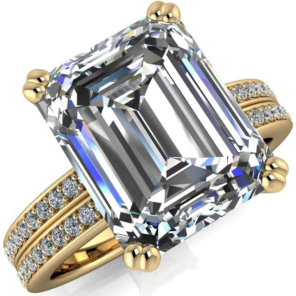 Sophina Emerald Center Stone 4 Double Prong Split Shank Engagement Ring