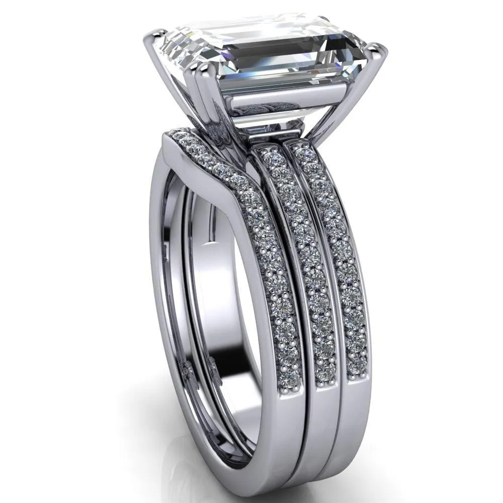 Sophina Emerald Center Stone 4 Double Prong Split Shank Engagement Ring