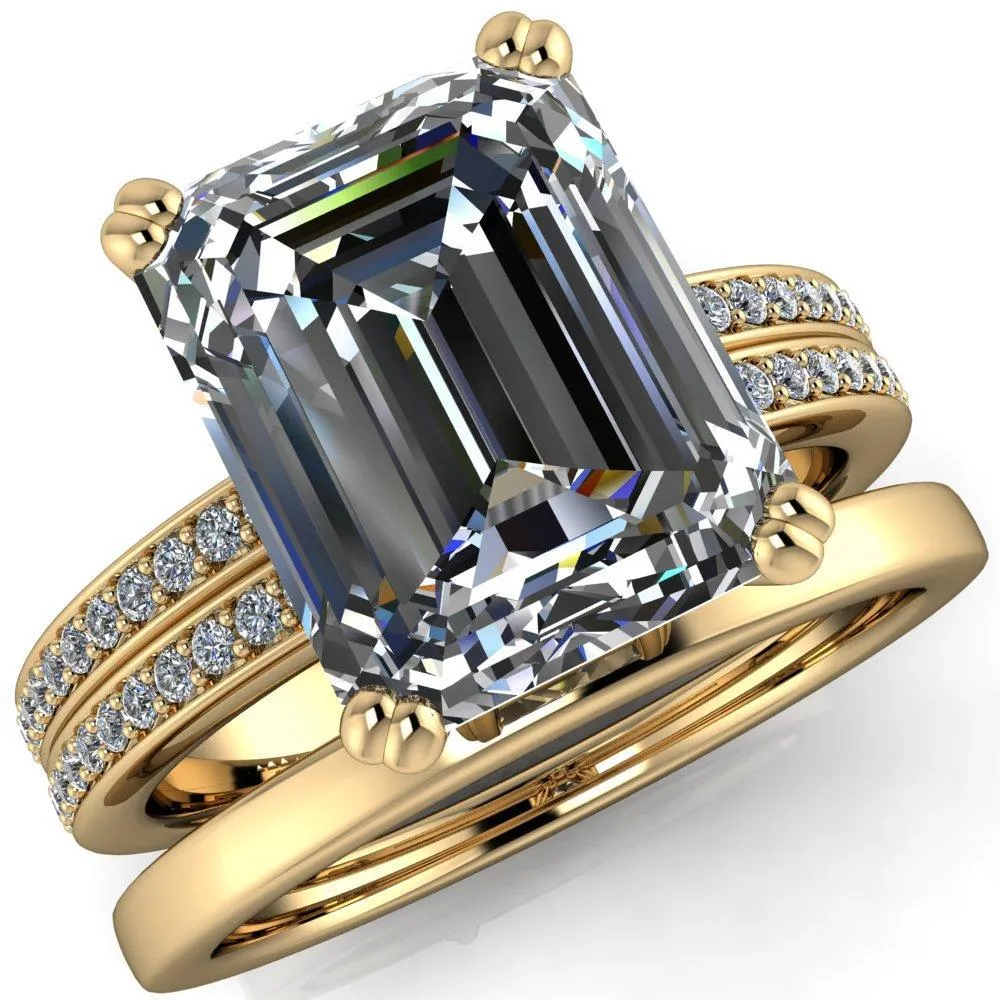 Sophina Emerald Center Stone 4 Double Prong Split Shank Engagement Ring
