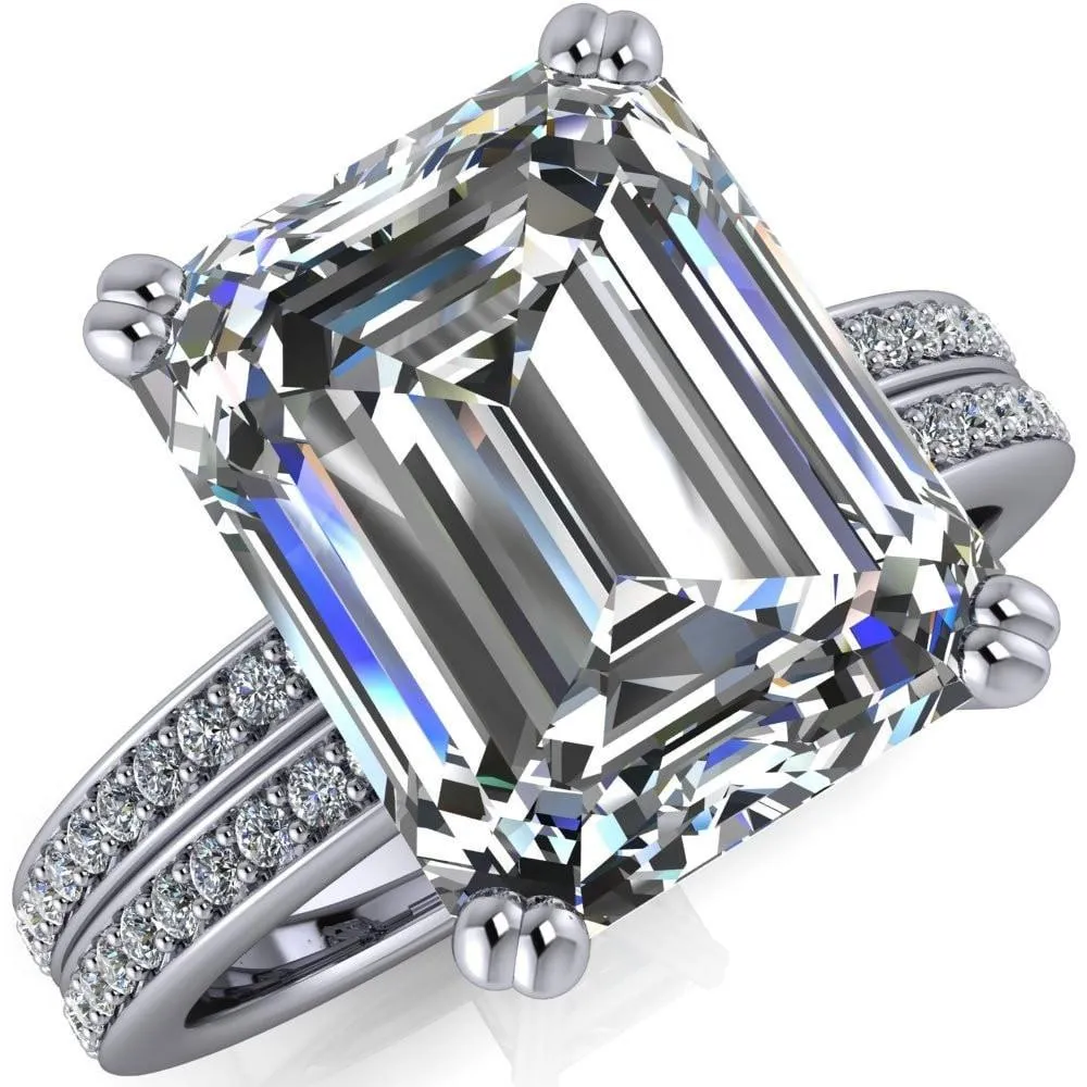 Sophina Emerald Center Stone 4 Double Prong Split Shank Engagement Ring