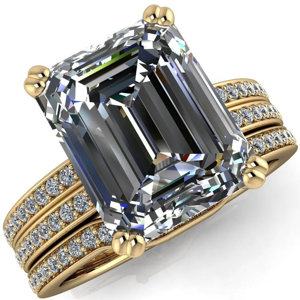 Sophina Emerald Center Stone 4 Double Prong Split Shank Engagement Ring