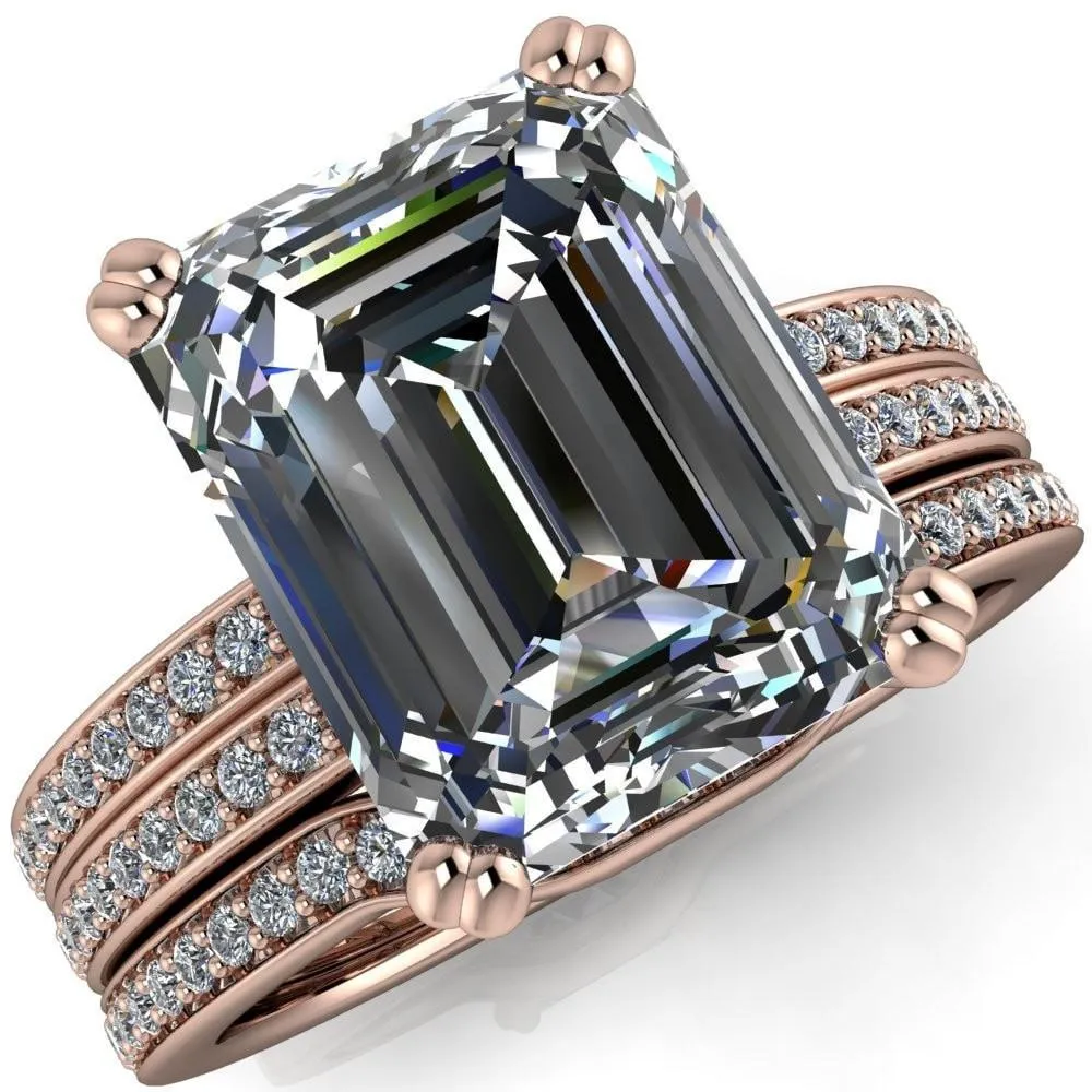 Sophina Emerald Center Stone 4 Double Prong Split Shank Engagement Ring