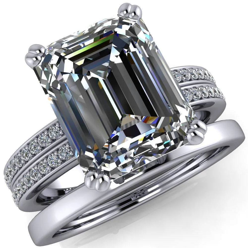 Sophina Emerald Center Stone 4 Double Prong Split Shank Engagement Ring