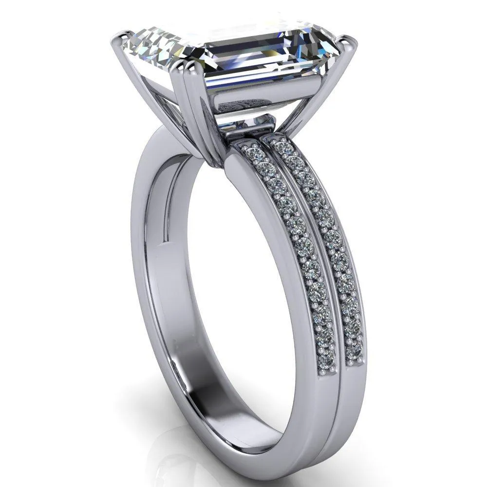 Sophina Emerald Center Stone 4 Double Prong Split Shank Engagement Ring