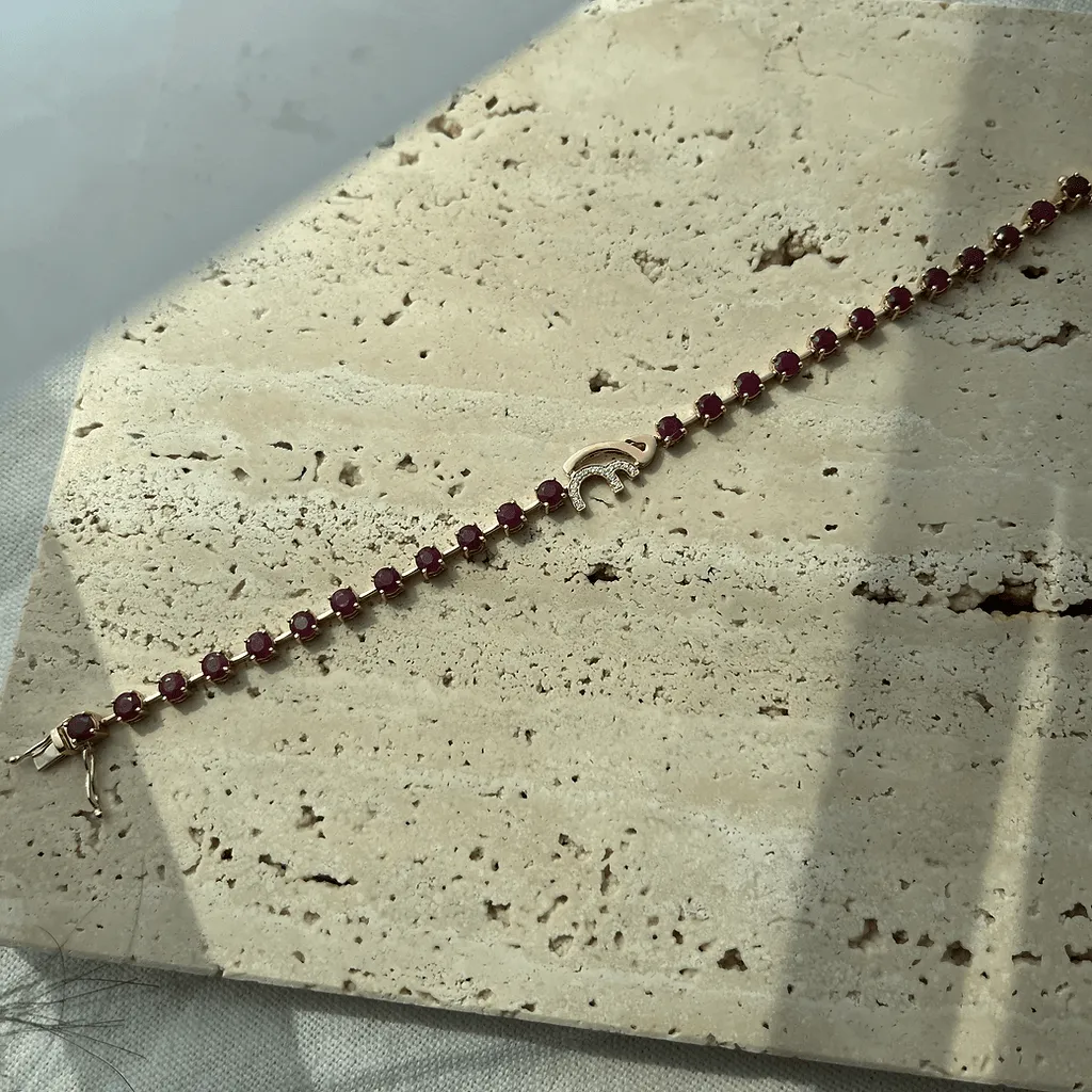 Spaced-Out Ruby Bracelet with Customized Initials